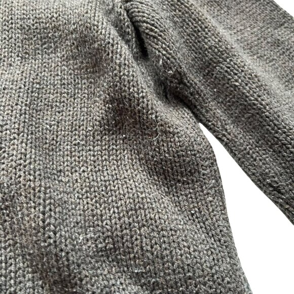 Eileen Fisher long cardigan sweater, brown organic cotton, zipper, collared, poc - Picture 6 of 8